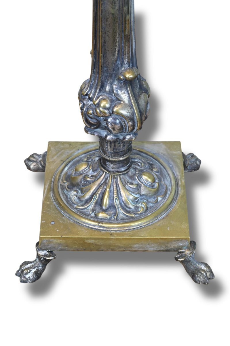 Lampada ad Olio in Metallo Argentato - Italia Inizio XIX Secolo-photo-4